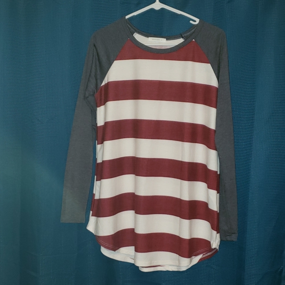 Reborn J Large Raglan Striped Tee